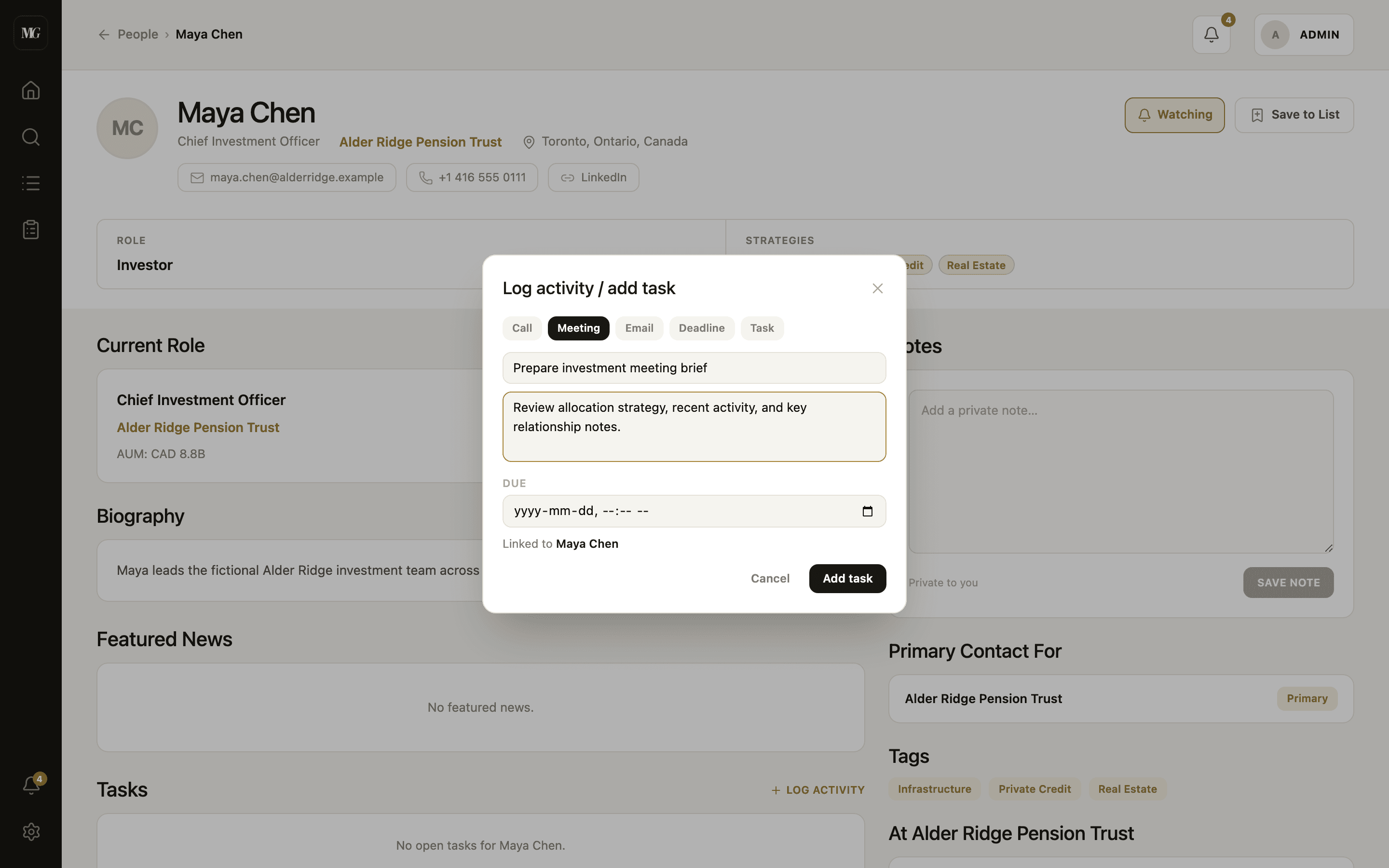 Integrated activity and task workflow